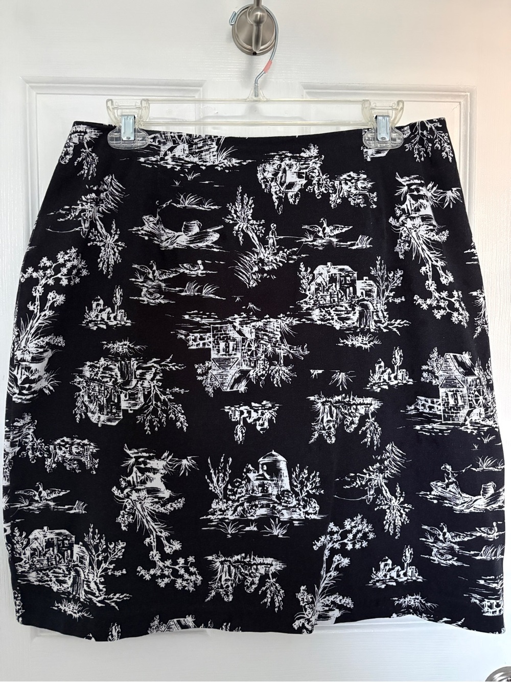 Briggs New York Black and White Toile Print Mini Skirt #0365